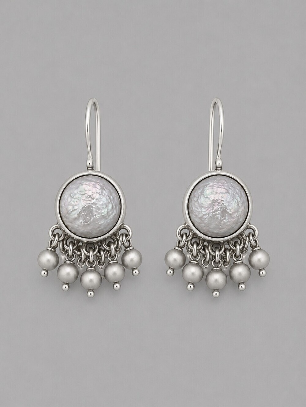 ARTISAN Sterling Silver Pearl Chandalier Dangle Hook Earrings